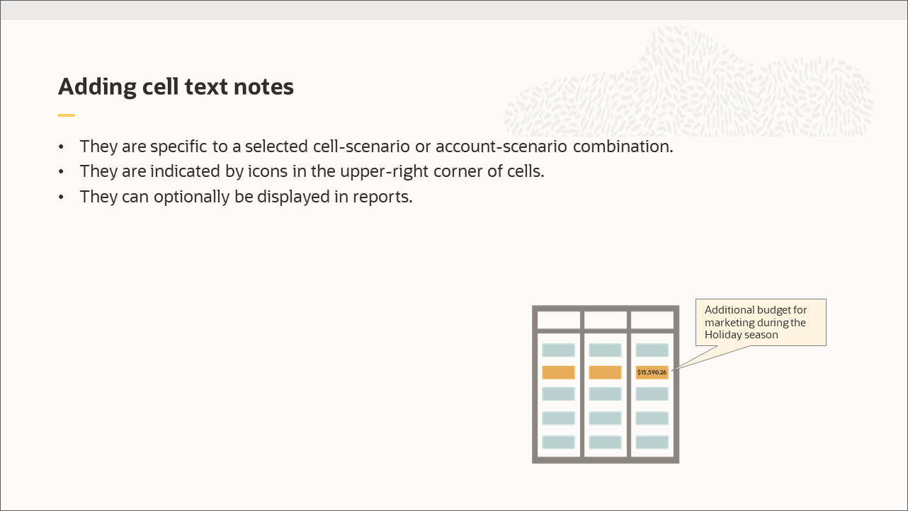 Adding cell text notes